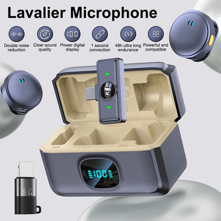 Wireless Bluetooth Lavalier Microphone for iPhone/Android Lapel Mic with Adapter