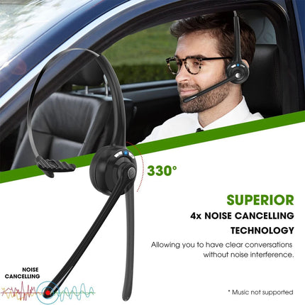 Trucker Bluetooth 5.1 Wireless Headset With Noise Cancelling Mic For Phones PC