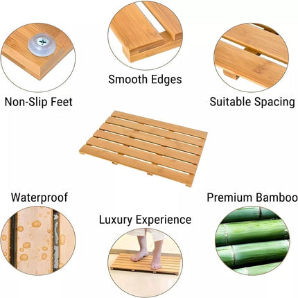 Clevinger Bamboo Bath Duck Board,Shower Mat,Bathroom Mat 53 x 35.5 x 2.5 cm