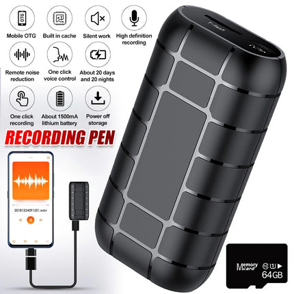 500 hrs HD recording Mini voice activated recorder listening device 64 GB record