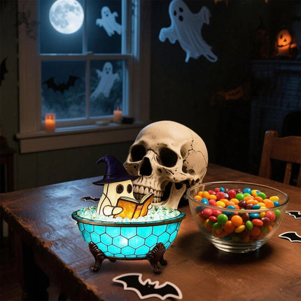 Cute Ghost Bubble Bath Lamp Light Up Ghost Halloween Table Decorations Shelf