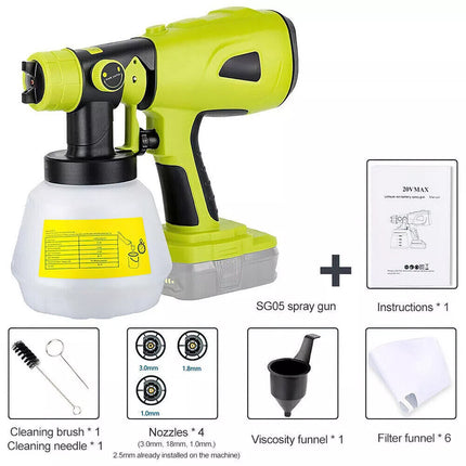 Cordless High Pressure Spray Gun Paint Sprayer For Ryobi 18V Battery