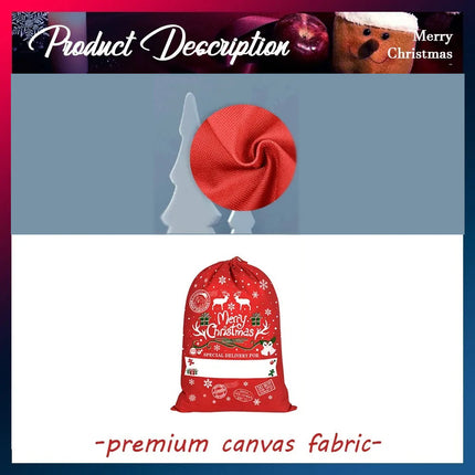 2Pcs 50x70cm Canvas Hessian Christmas Santa Sack Xmas Stocking Reindeer Kids Gift Bag Red