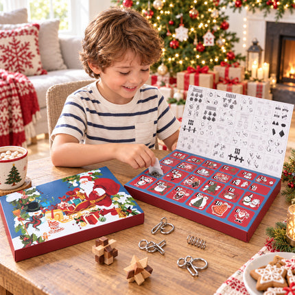 Brain Teaser Advent Calendar 2026 Christmas 3D Puzzle Toy 24 Days Countdown Wooden Metal Gift Kids