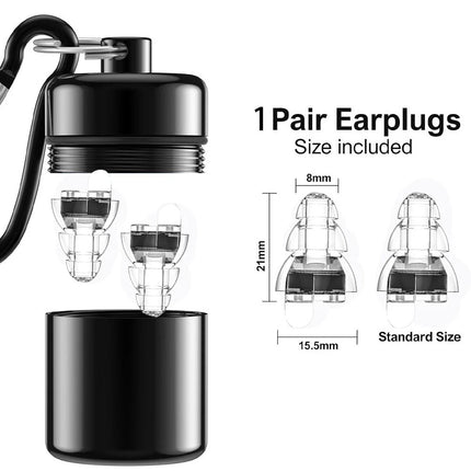 High Fidelity Concert Earplugs, Reusable Musicians Ear Plugs, 24Db Advanced Filt  （2 Pairs Earplugs+Black Bottle））