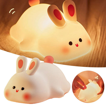 Big face rabbit patting small night light colorful toy ornaments