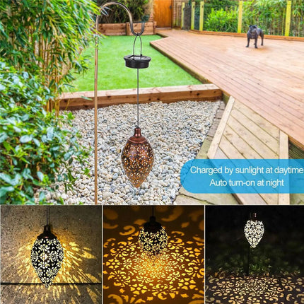 2 Solar Powered LED Morrocan Lantern Light Hanging Lamp Garden Outdoor Landscape