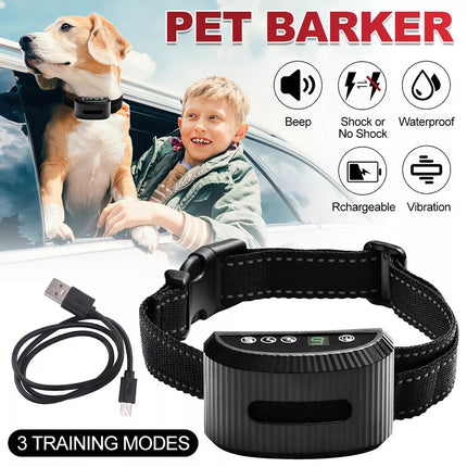 Auto Anti Bark Dog Collar Rechargeable Stop Barking Non-Shock Humane Waterproof