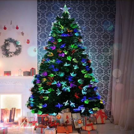 Pre Lit Christmas Tree Fibre Optic LED Lights Decors Xmas Trees 1.2m/1.5m/1.8m