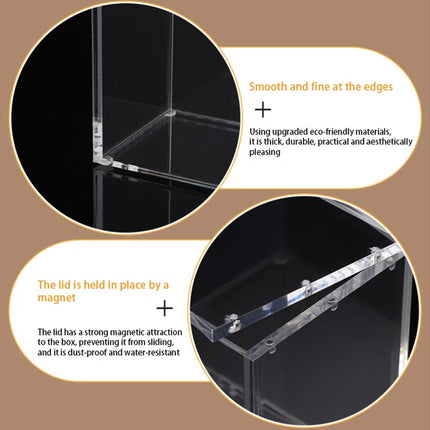 Clear Acrylic Display Case for Collectibles Figure with Magnetic Lid Stackable