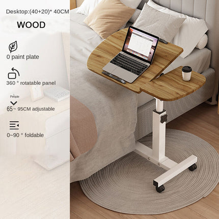 Wooden Height Adjustable Sit Stand Laptop Desk Computer Coffee Side Table End Sofa Bed