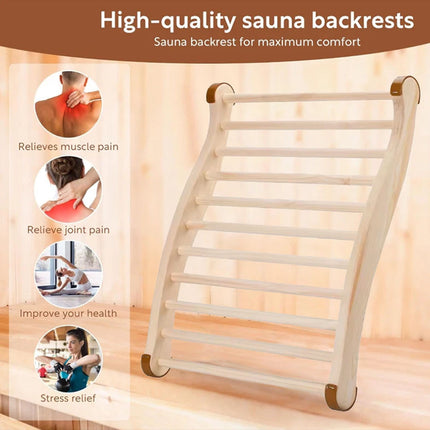 Sauna Backrest S-Shape Support Natural Wooden Ergonomic Design Sauna Chair