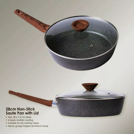 28cm PFOA Free Non-Stick Saute Pan with Lid for Kitchen cooking