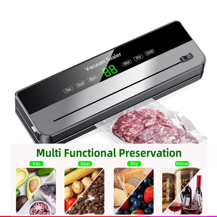 Automatic Vacuum Food Sealer Machine Build-in Cutter Dry Wet Mode & 30 Free Bags Grey