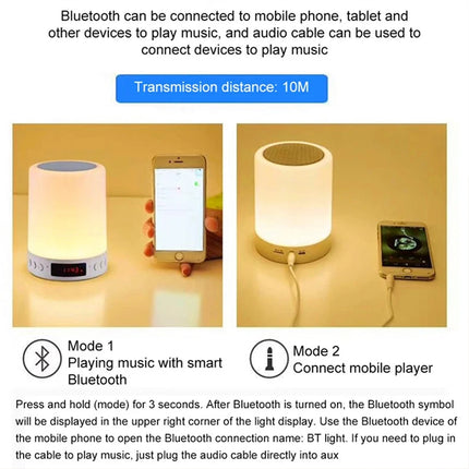 Touch Bedside LED Night Light Table Lamp Alarm Clock Bluetooth Music Speaker USB