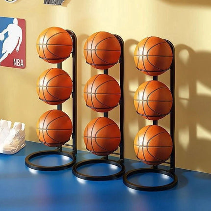 3 Tier Basketball Stand Ball Organizer Storage Rack Basketball Equipment Holder