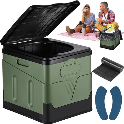 Portable Toilet Folding Outdoor Camping Toilet 20L Hygienic Travel Green
