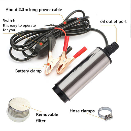 12V Aluminium Diesel Fuel Pump Submersible Transfer Vessel Water Oil Car Auto AU