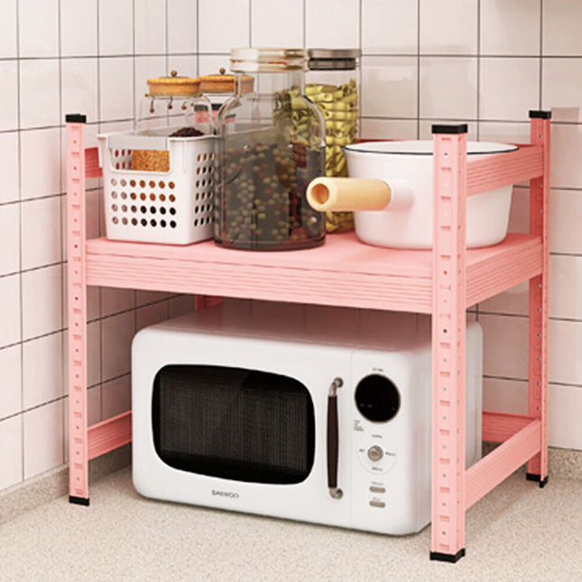 Pink Heavy Duty Adjustable Microwave Shelf Oven Storage Rack Stand Holder Kitchen