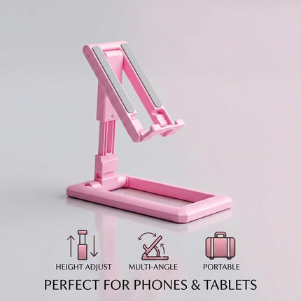 Pink Foldable Adjustable Universal Desk Stand Holder For Mobile Phone Tablet Portable