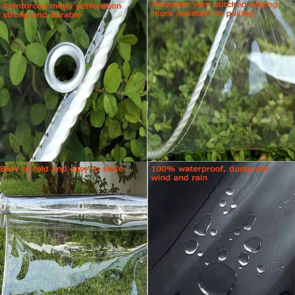 Patio PVC Clear Tarpaulin Transparent Cover Garden Ground Sheet Tarp Heavy Duty (1.8x2.5m / 6x8.2ft)