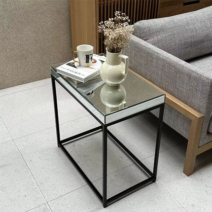 Ornate Mirrored Side End Table Coffee Table Bedside Table Nightstand HD GlassTop