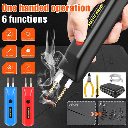 Hot Stapler Gun Plastic Welder Repair Car Bumper Welding Machine with 200 Staple Black