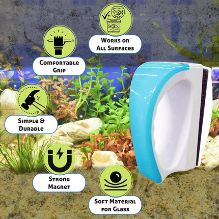 Aquarium Algae Cleaner Magnetic Fish Tank Glass Brush Aquatic Cleaning Tool (L)