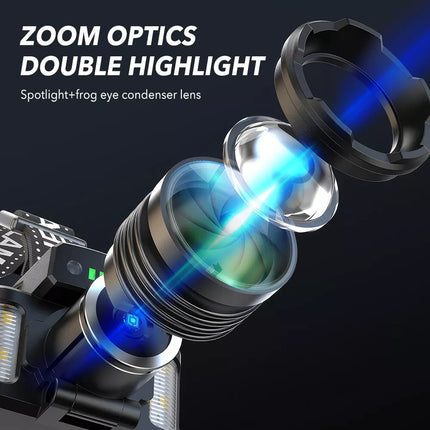 LED Headlamp Camping Rechargeable Headlight Head Torch Fishing Light
