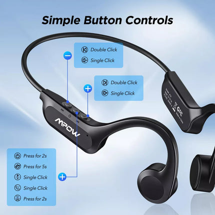 Bone Conduction Wireless Headphones Bluetooth 5.3 Headset Sport Swimming Earbuds