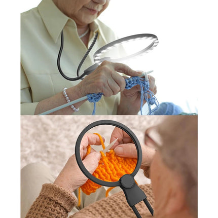 Magnifying Glass 5X With 24 LED Lights Adjustable Neck Bracket Reading Craft