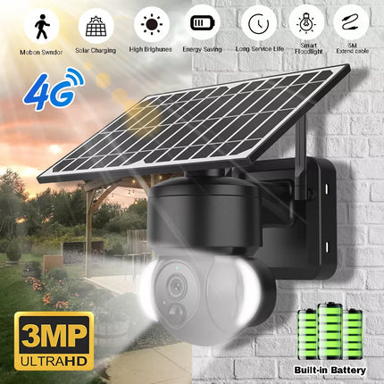 4G Network Wireless HD 1080P Pan Tilt Solar Panel Outdoor Security Camera LTE
