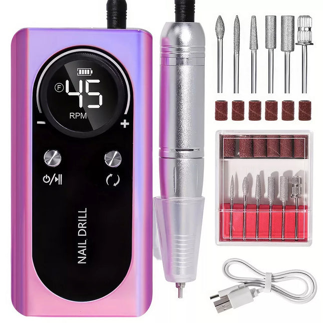 45000RPM Rechargeable Portable Nail Drill File Machine Manicure Pedicure Art