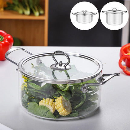 Glass Cooking Pot 3.5L Heat Resistant Simmer Pot Clear Glass Pots (L)