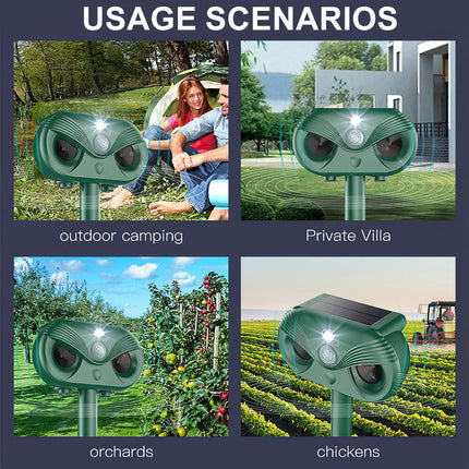 Ultrasonic Bird Repeller Solar LED Pest Control Scarer Deterrent Motion Sensor