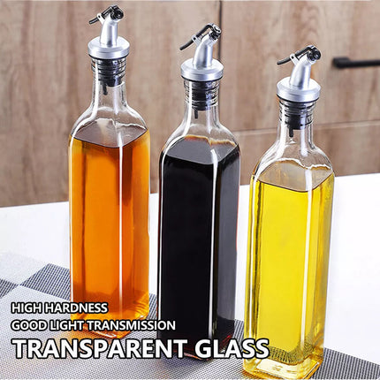 2PCS Olive Oil Vinegar Pourer Dispenser Glass Bottle Kitchen Tools Cooking 500ml
