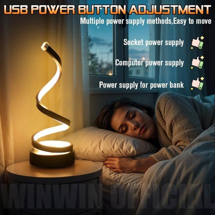 LED Table Lamp Dimmable USB Desk Light Bedside Reading Night Light Spiral Lamp