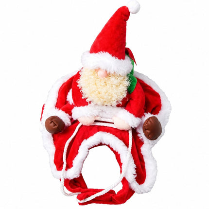 Christmas Costumes Dog Cat Pet Santa Riding Claus Outfit Funny Fancy Clothes