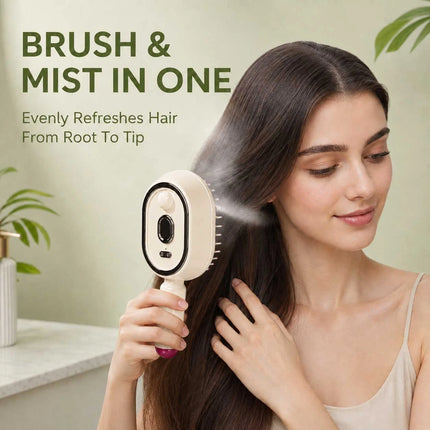 Rechargeable Mist Hair Brush Scalp Massager Detangling Comb USB-C 3-in-1