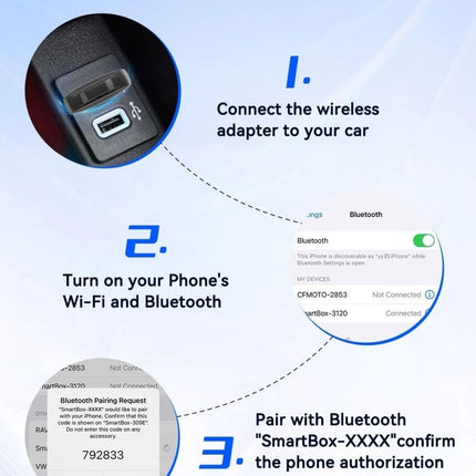 2in1 USB Wireless CarPlay Adapter For iPhone Carplay Dongle Plug Play Mini Box