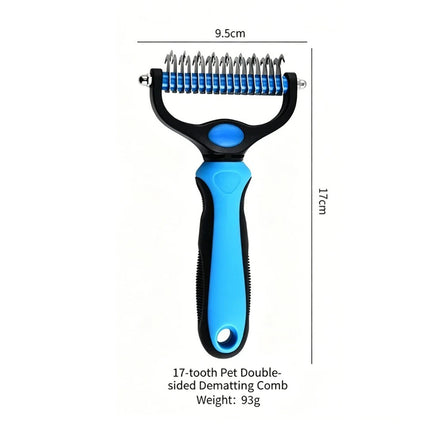 Pet Pro Grooming Tool,Dual-Sided Pet Comb for Dogs & Cats,Professional Tool  （Blue (Large)1PCS）