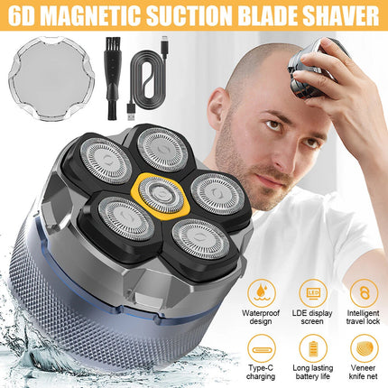 Electric Head Shavers for Bald Men 6D Head Razors w/Nose&Ear Trimmer LED Display