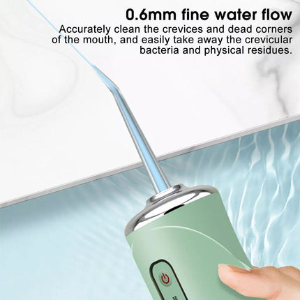 Cordless Oral Irrigator Water Jet Dental Teeth Flosser Tooth Cleaner 4 Nozzles(Green)