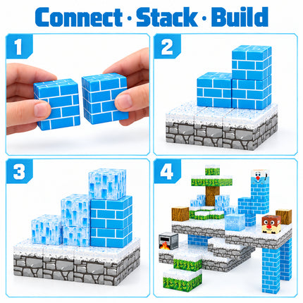 3D Building Blocks Winter Ice Castle 54 Pcs Cube Construction Toy Christmas Gift