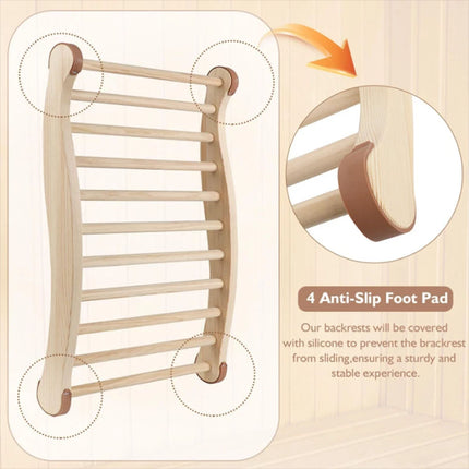 Sauna Backrest S-Shape Support Natural Wooden Ergonomic Design Sauna Chair