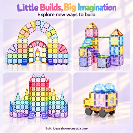 122 Pcs Magnetic Tiles Castle Kids Building Blocks 3D Construction Christmas Gift Toy