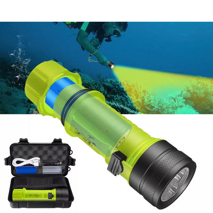 Scuba Diving Flashlight Rechargeable Dive Light Underwater Torch IPX8 Waterproof