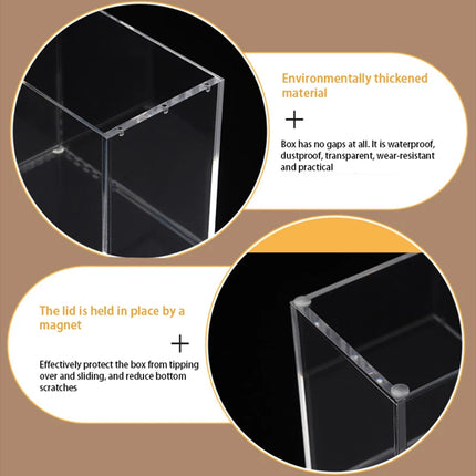 Clear Acrylic Display Case for Collectibles Figure with Magnetic Lid Stackable