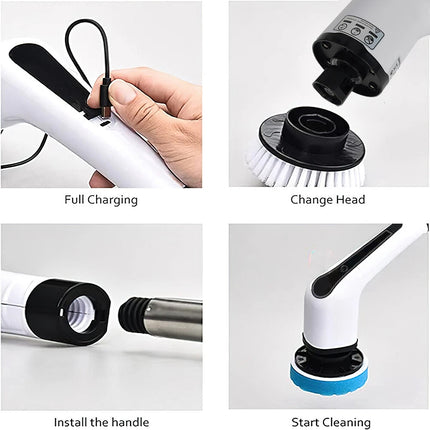 Cordless Electric Scrubber Cleaning Brush with 7 Replaceable Brush Heads