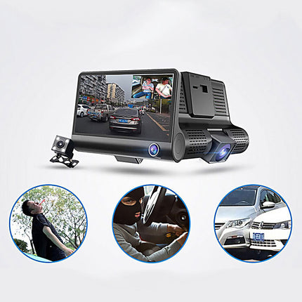 1080P Car DVR 4" 3 Lens Dash Cam Front and Rear Video Recorder Camera G-sensor